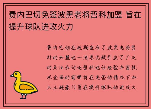 费内巴切免签波黑老将哲科加盟 旨在提升球队进攻火力 费内巴切免签波黑老将哲科加盟 旨在提升球队进攻火力